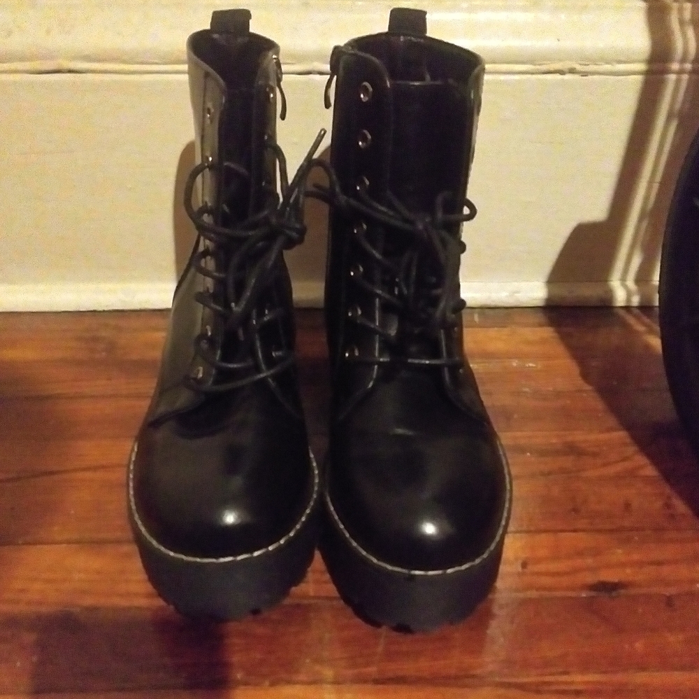 Black Platform Combat Boots